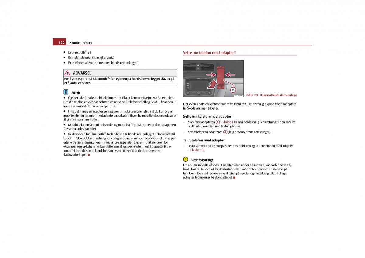 Skoda Yeti bruksanvisningen / page 123