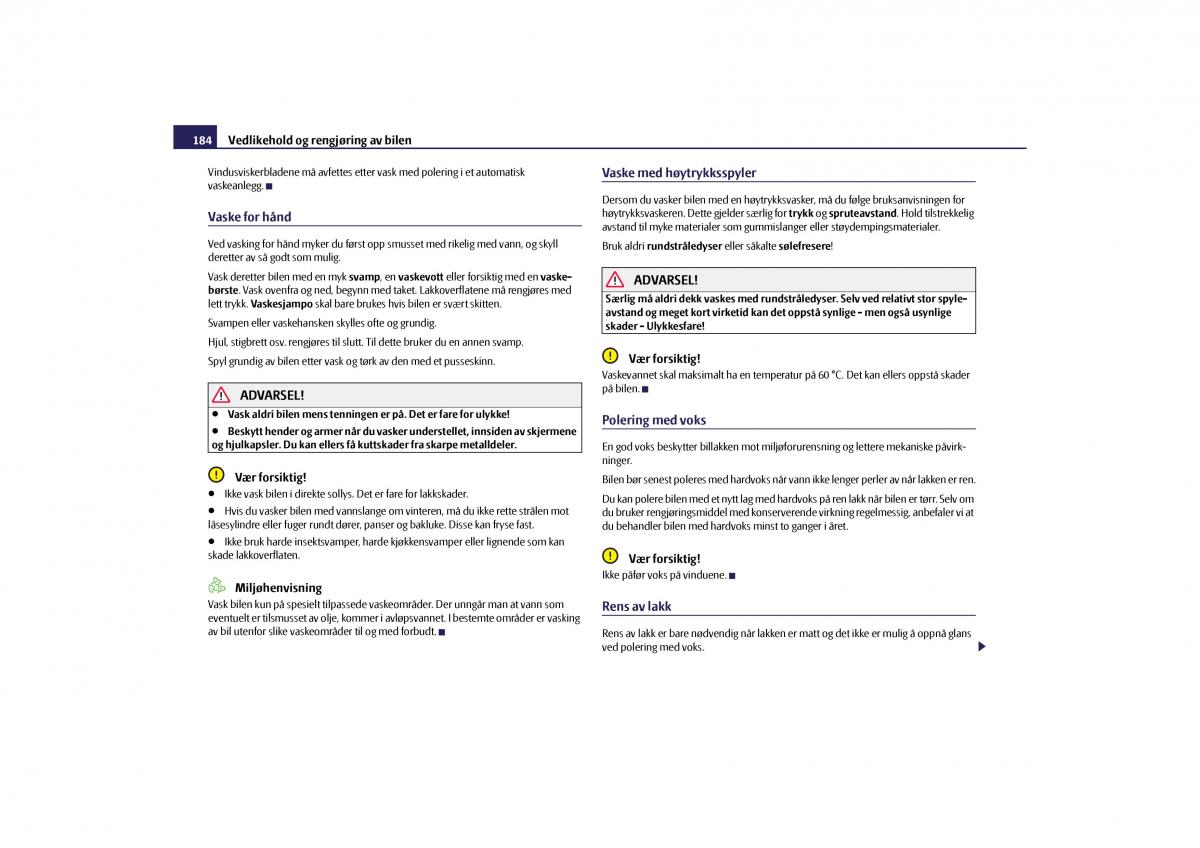 Skoda Yeti bruksanvisningen / page 185