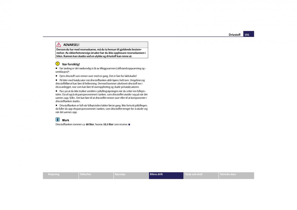 Skoda Yeti bruksanvisningen / page 192