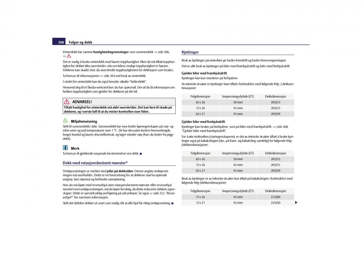 Skoda Yeti bruksanvisningen / page 209