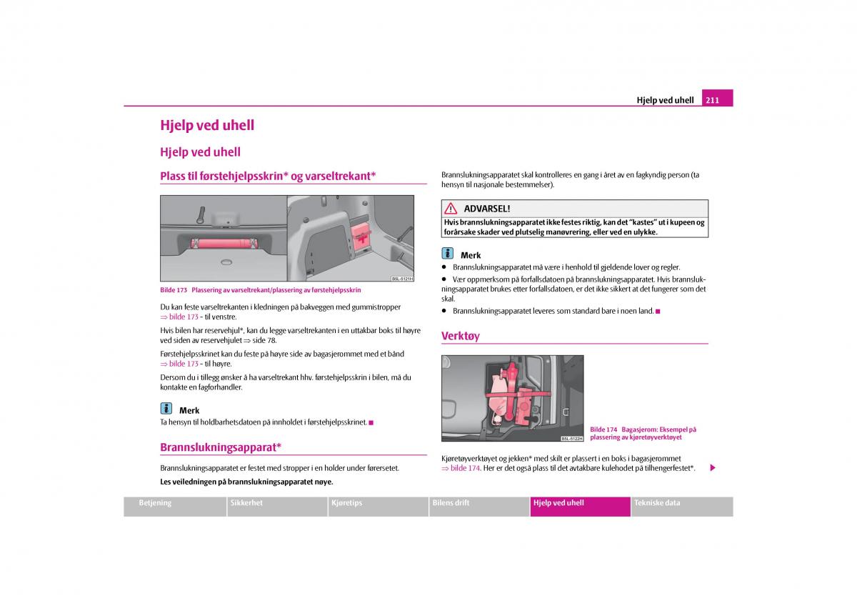 Skoda Yeti bruksanvisningen / page 212