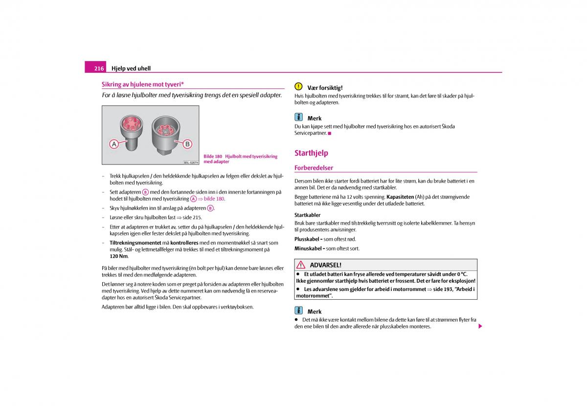 Skoda Yeti bruksanvisningen / page 217