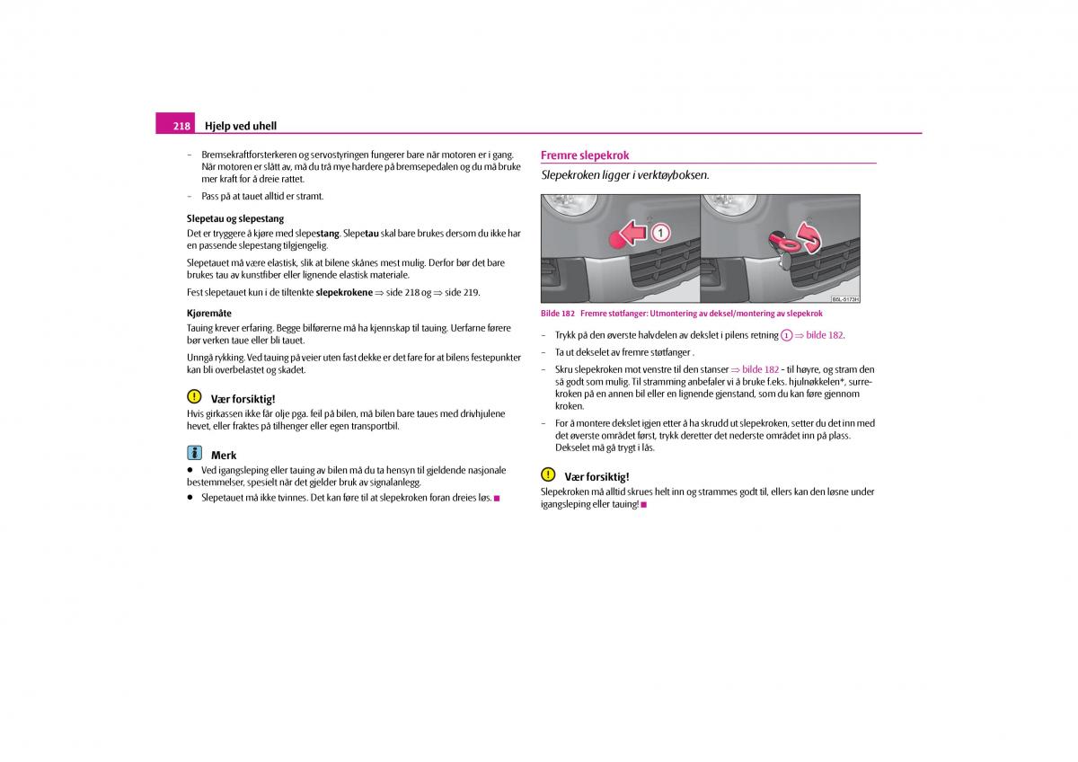 Skoda Yeti bruksanvisningen / page 219