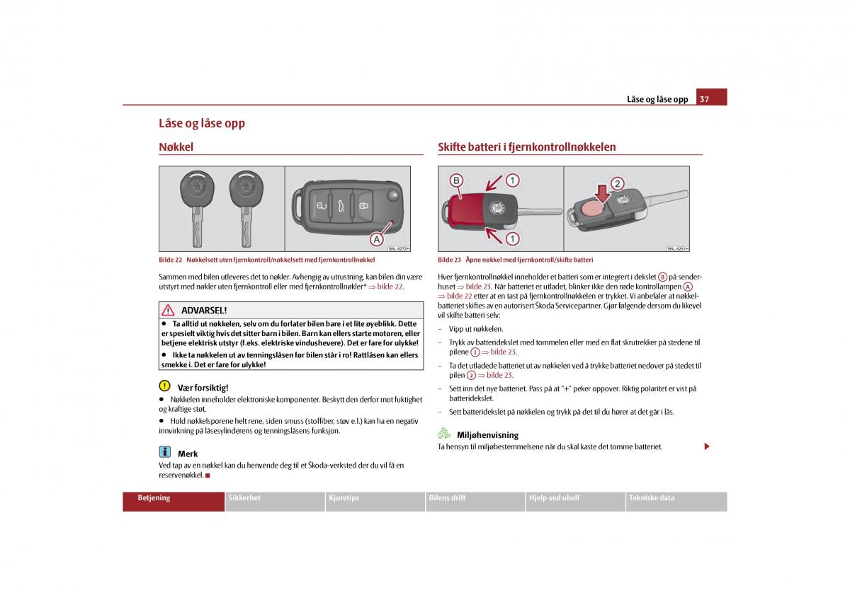 Skoda Yeti bruksanvisningen / page 38