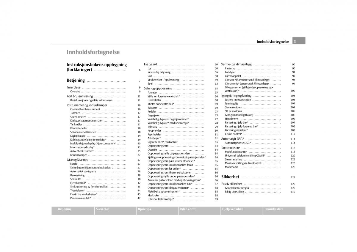 Skoda Yeti bruksanvisningen / page 4