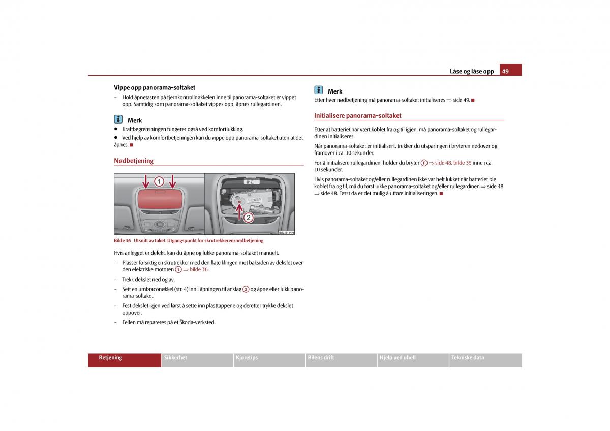 Skoda Yeti bruksanvisningen / page 50