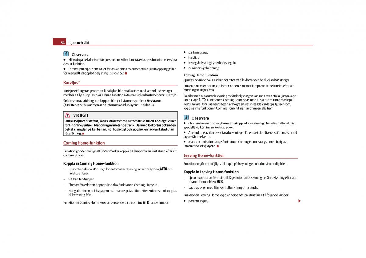 Skoda Yeti instruktionsbok / page 55