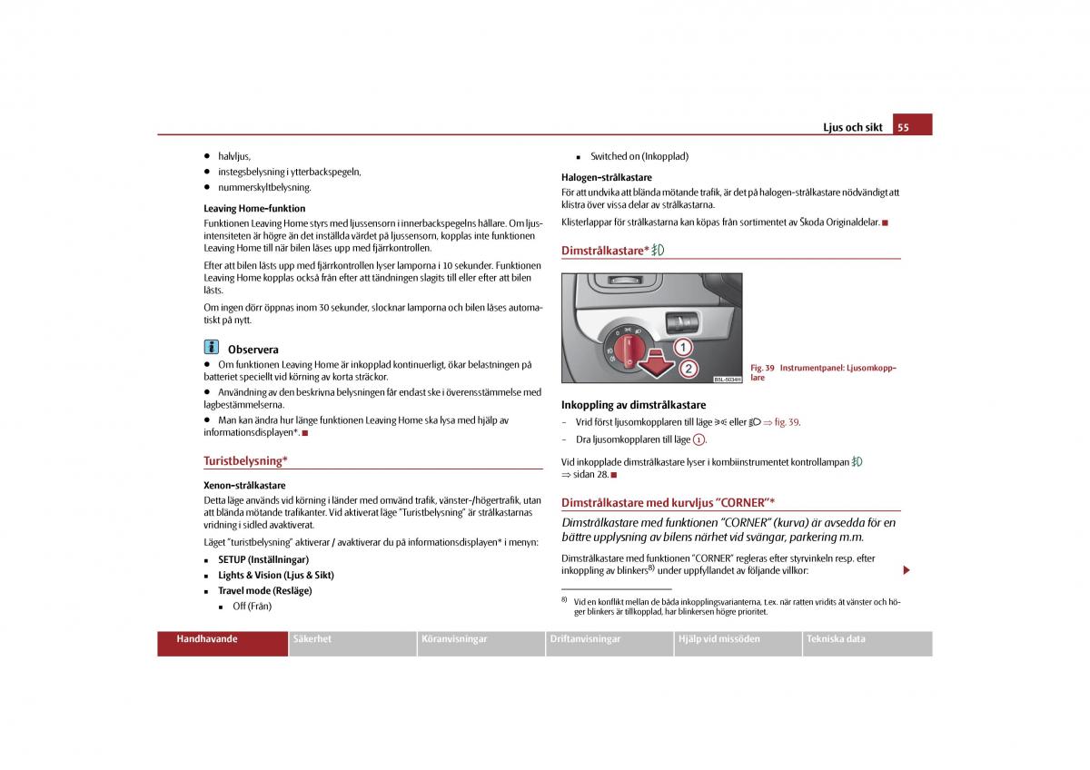 Skoda Yeti instruktionsbok / page 56