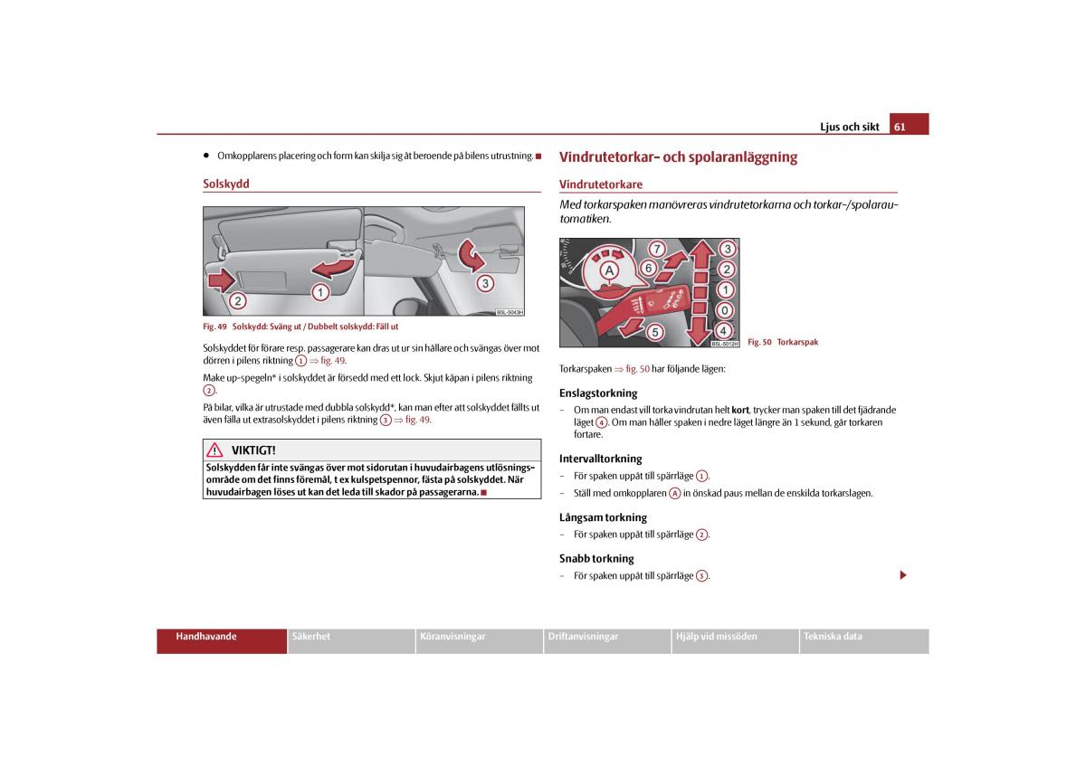 Skoda Yeti instruktionsbok / page 62