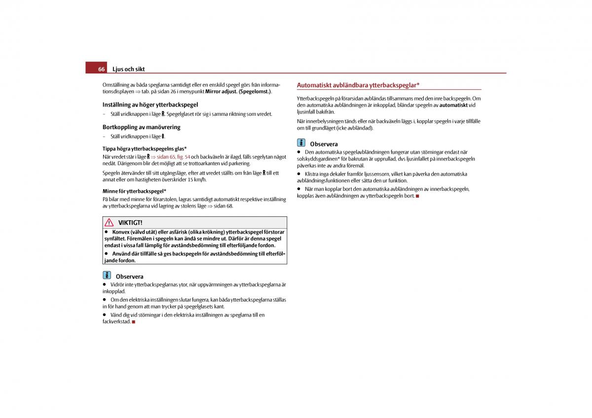 Skoda Yeti instruktionsbok / page 67