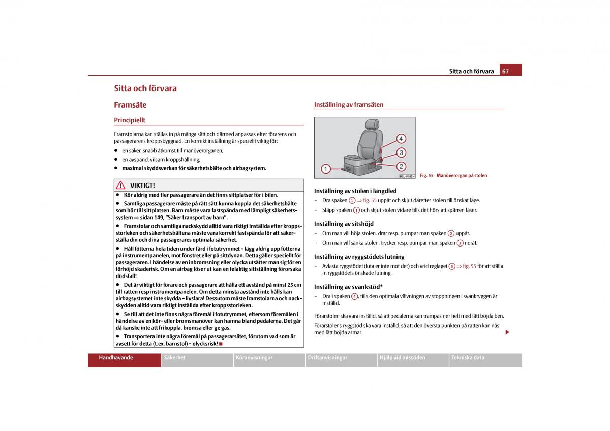 Skoda Yeti instruktionsbok / page 68