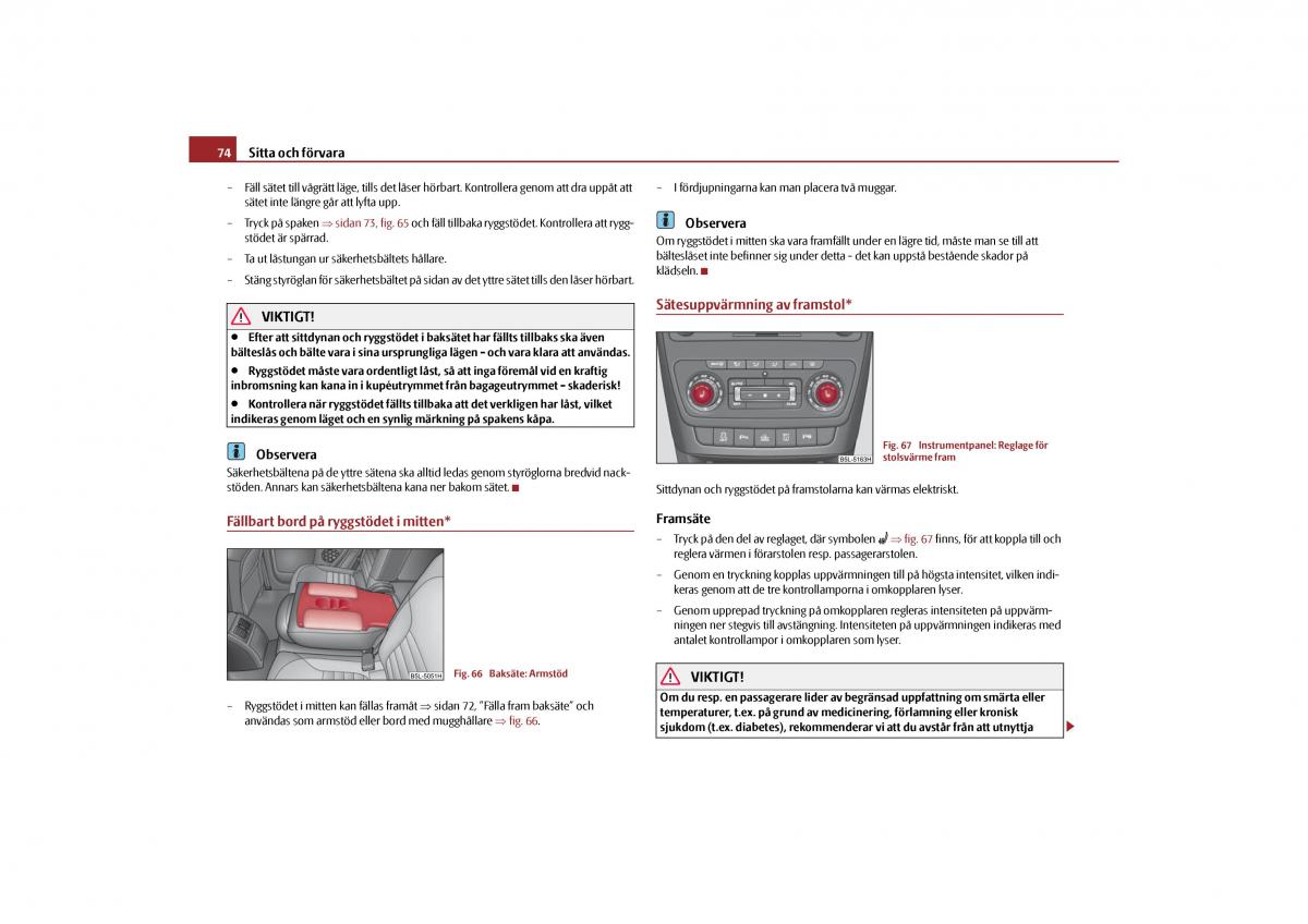 Skoda Yeti instruktionsbok / page 75