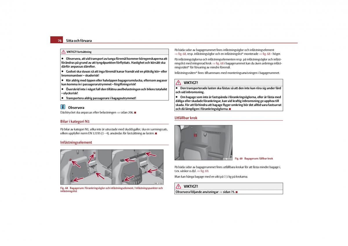 Skoda Yeti instruktionsbok / page 77