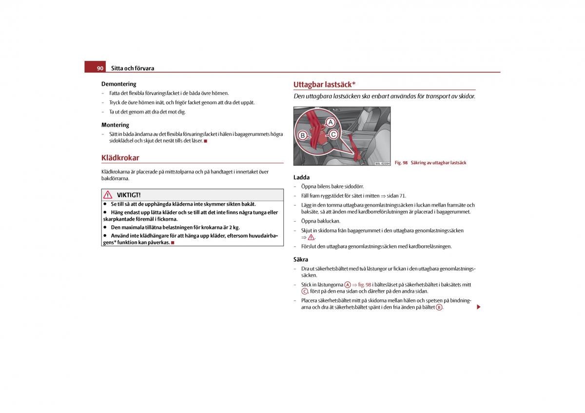 Skoda Yeti instruktionsbok / page 91