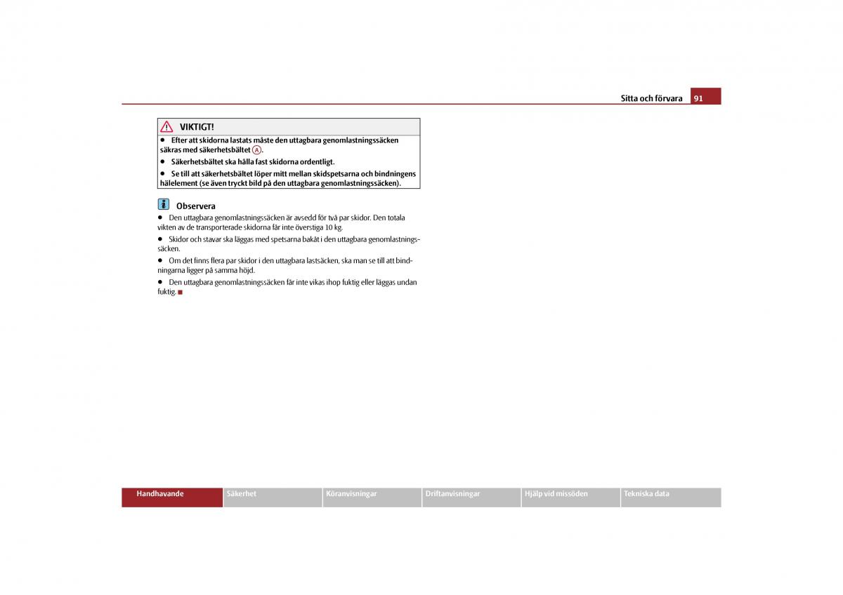 Skoda Yeti instruktionsbok / page 92