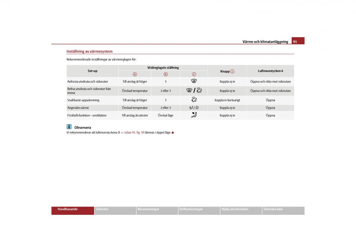 Skoda Yeti instruktionsbok / page 96