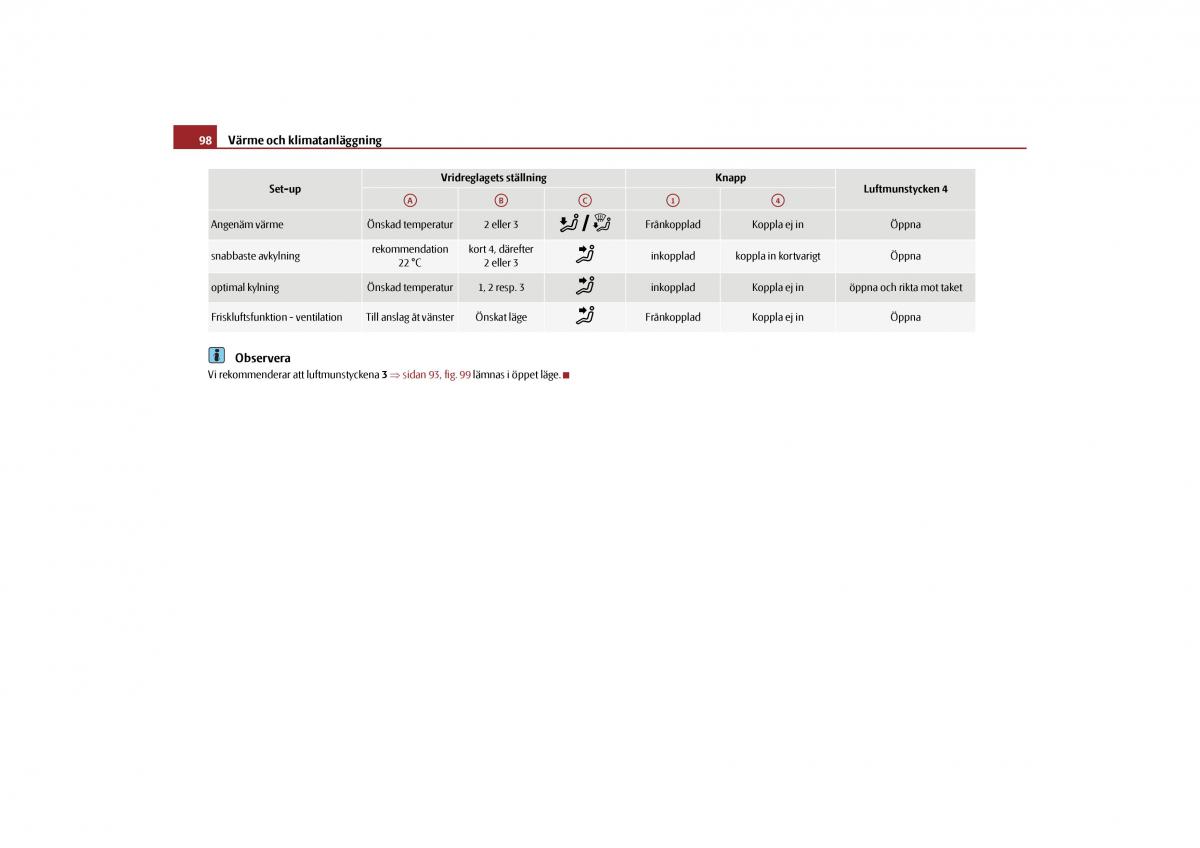 Skoda Yeti instruktionsbok / page 99