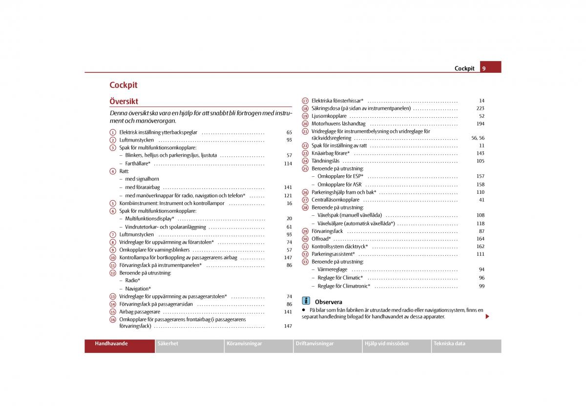 Skoda Yeti instruktionsbok / page 10