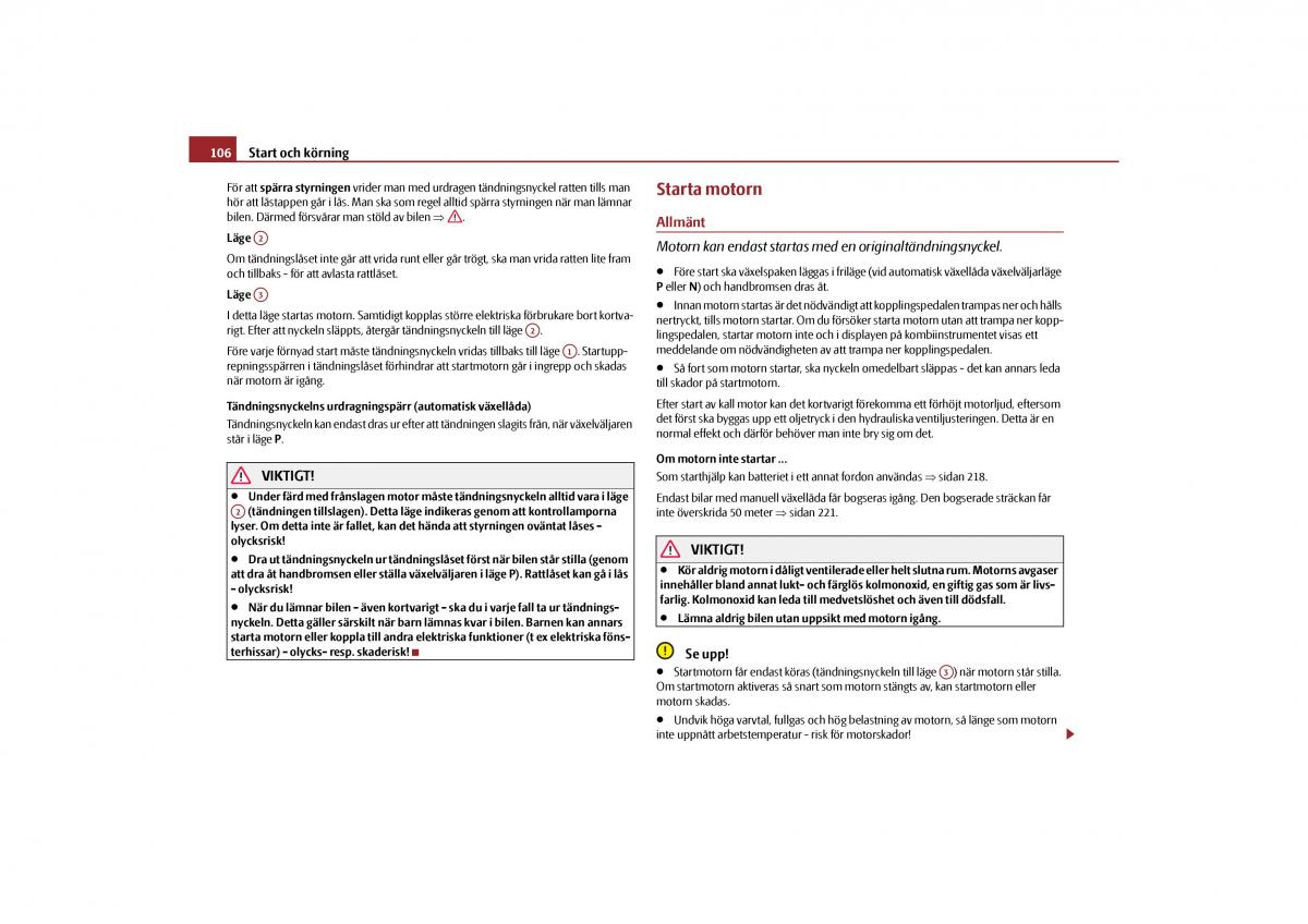 Skoda Yeti instruktionsbok / page 107