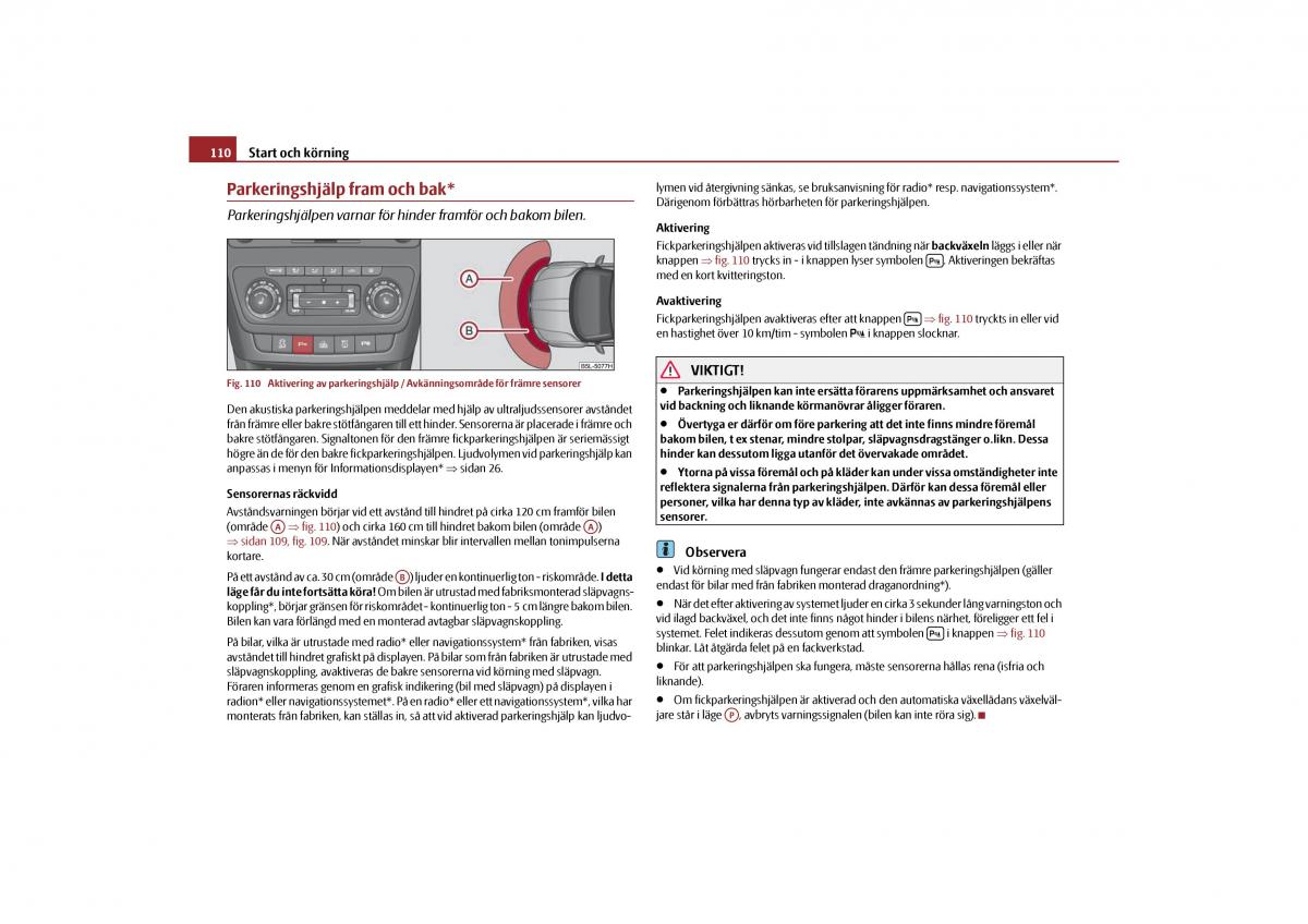 Skoda Yeti instruktionsbok / page 111