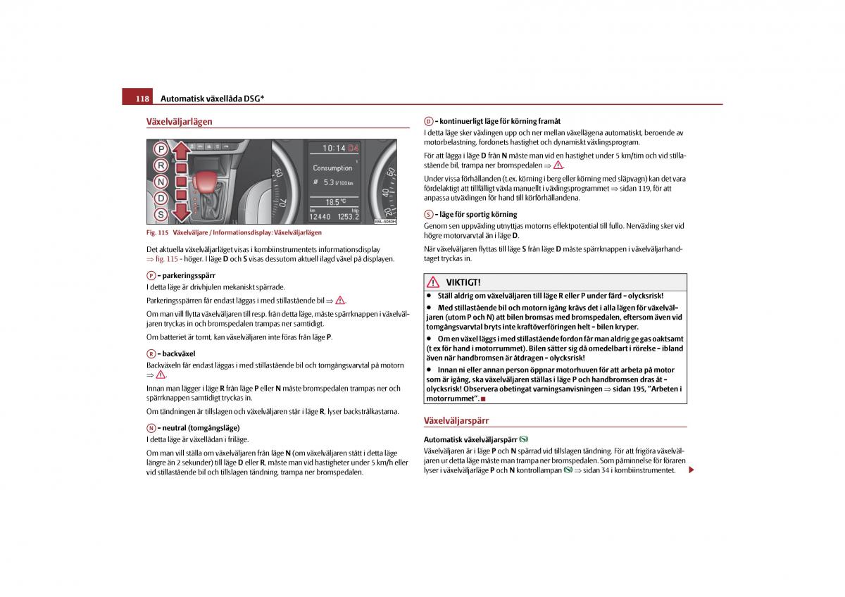 Skoda Yeti instruktionsbok / page 119