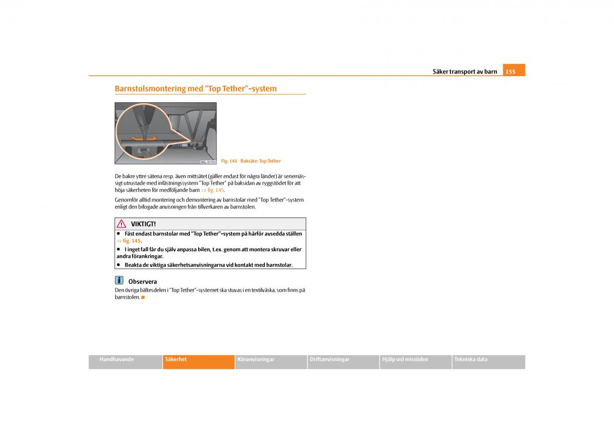 Skoda Yeti instruktionsbok / page 156