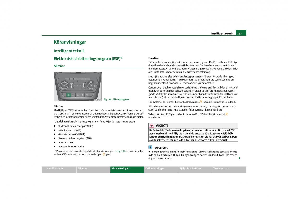 Skoda Yeti instruktionsbok / page 158