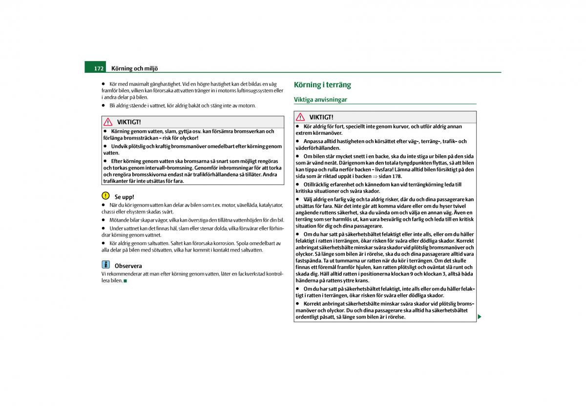 Skoda Yeti instruktionsbok / page 173