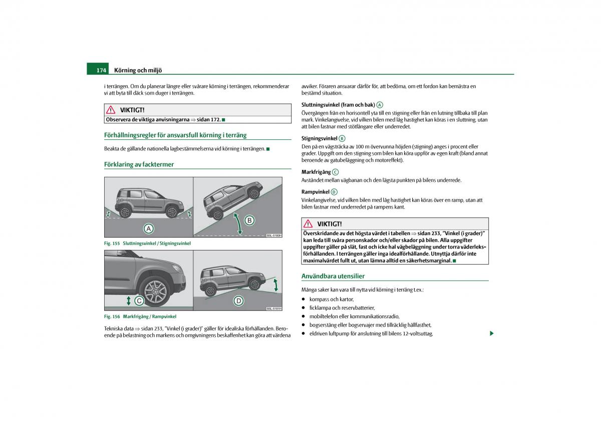 Skoda Yeti instruktionsbok / page 175