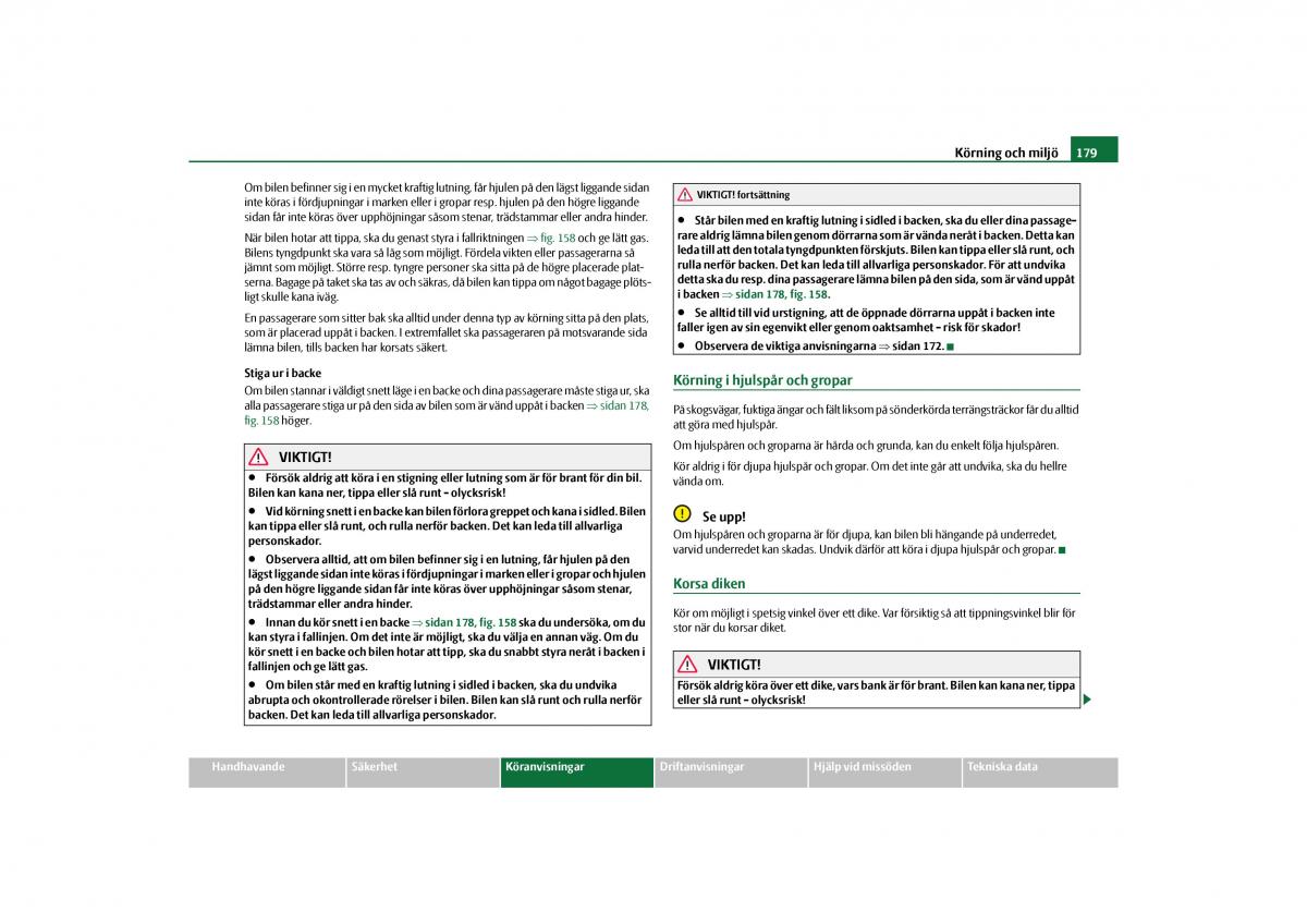 Skoda Yeti instruktionsbok / page 180