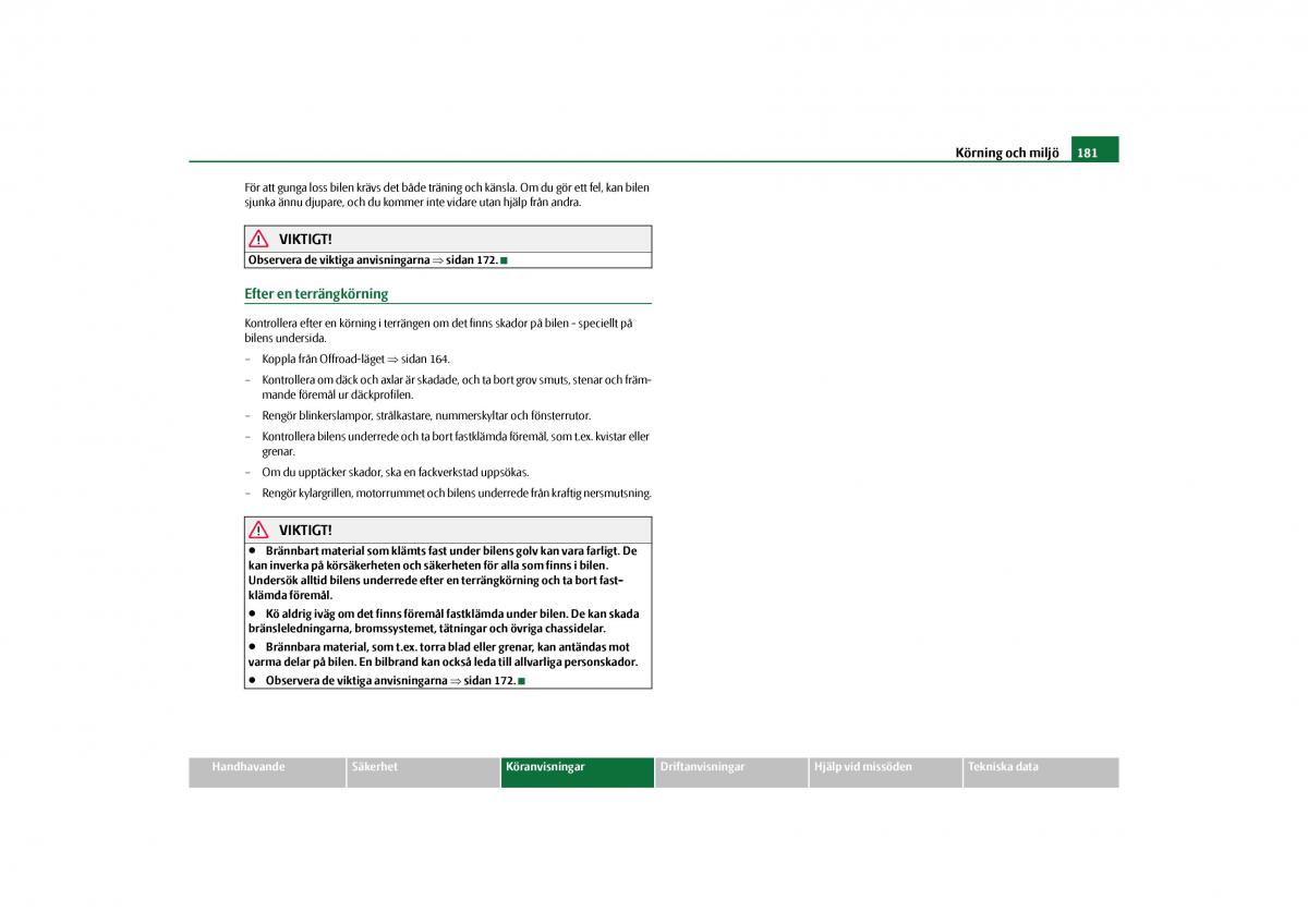 Skoda Yeti instruktionsbok / page 182