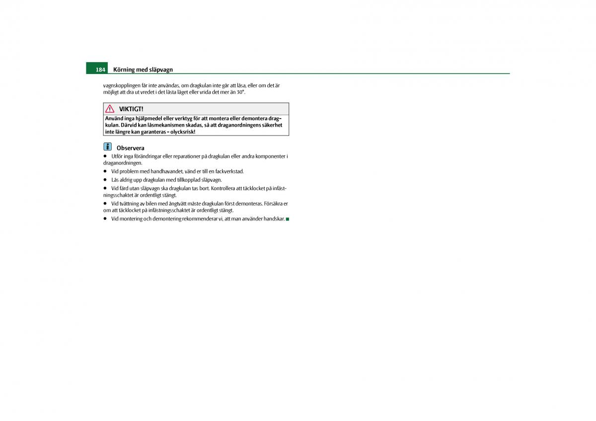 Skoda Yeti instruktionsbok / page 185