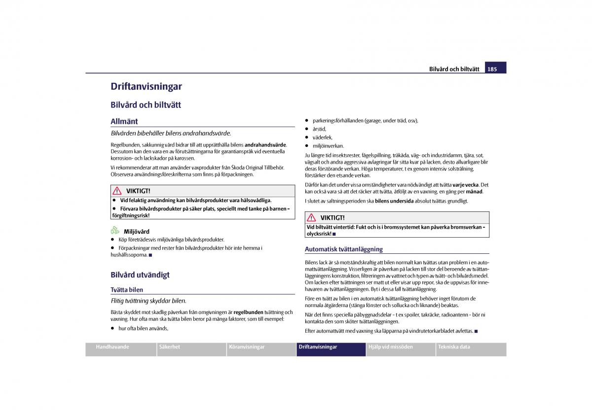 Skoda Yeti instruktionsbok / page 186