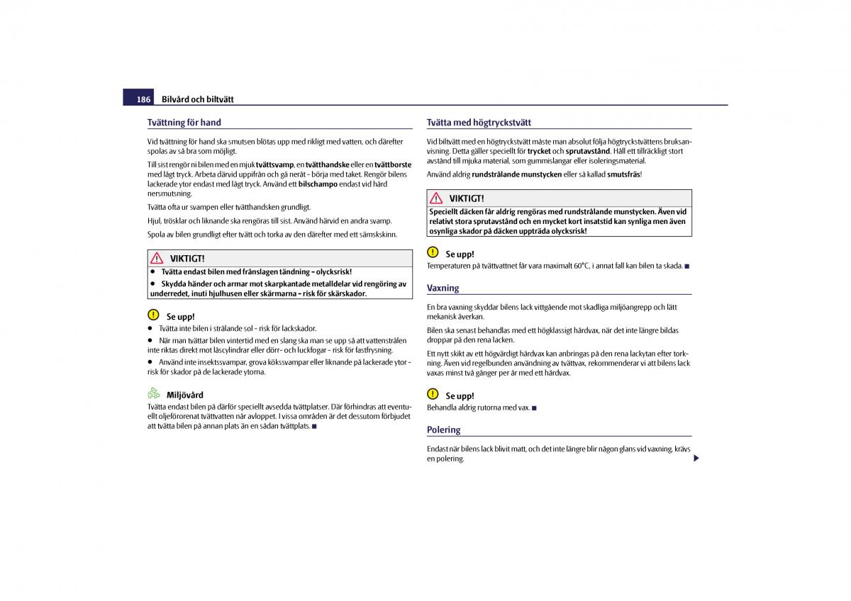 Skoda Yeti instruktionsbok / page 187