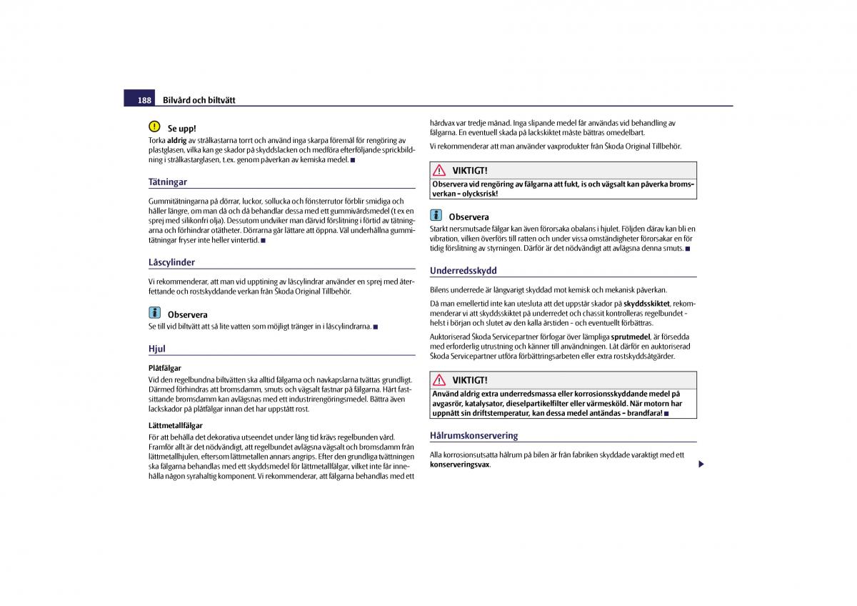 Skoda Yeti instruktionsbok / page 189