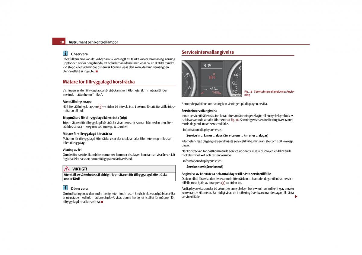 Skoda Yeti instruktionsbok / page 19