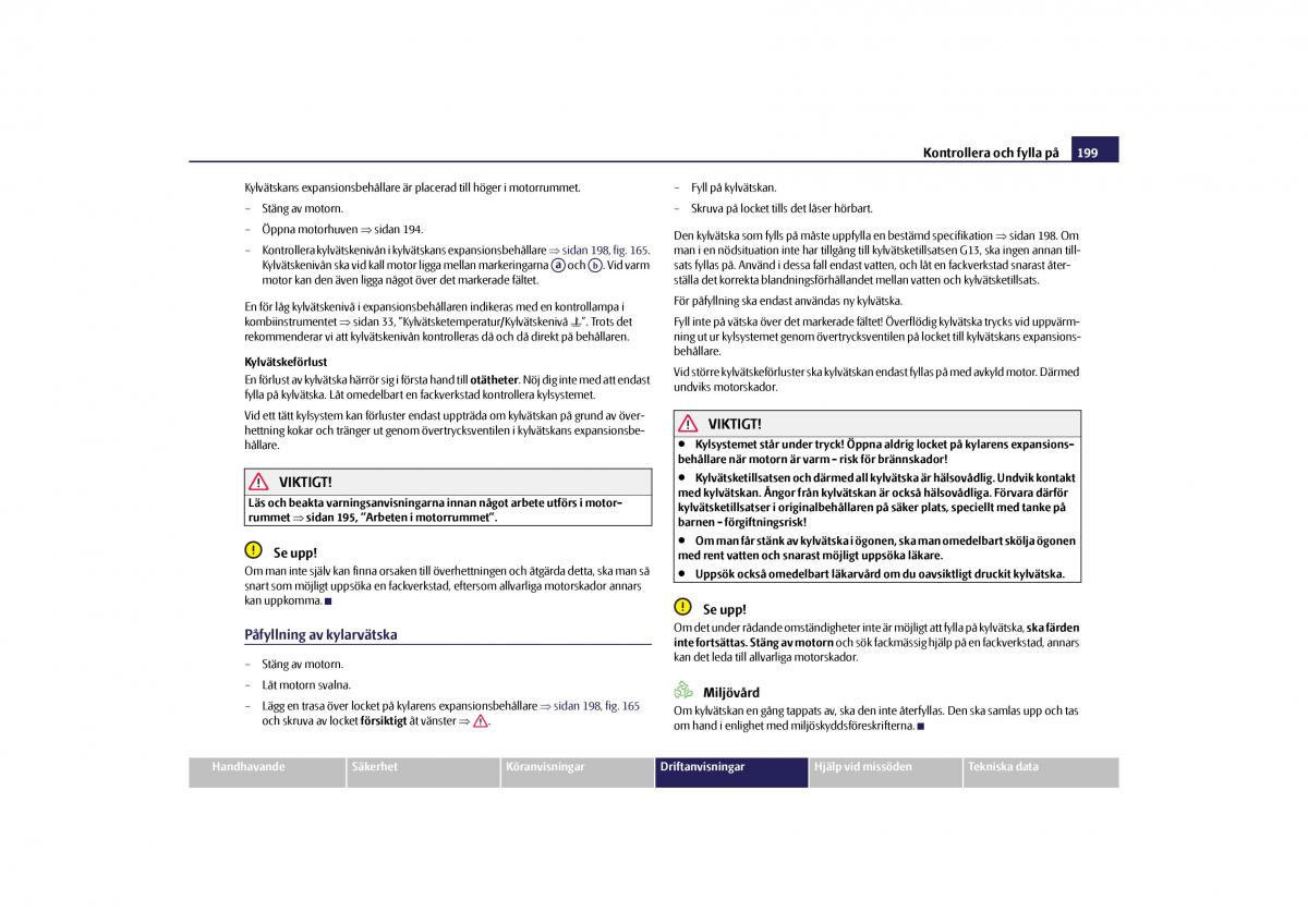 Skoda Yeti instruktionsbok / page 200