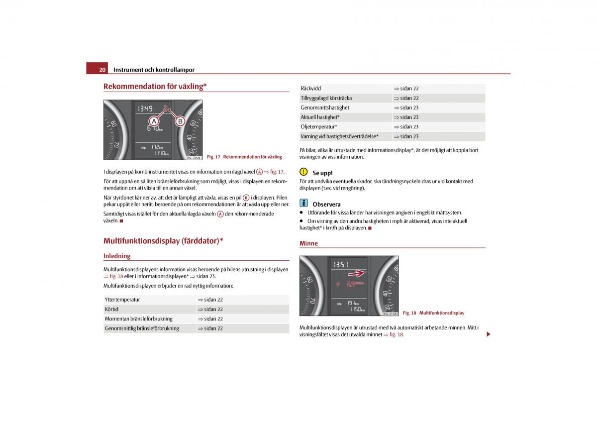 Skoda Yeti instruktionsbok / page 21