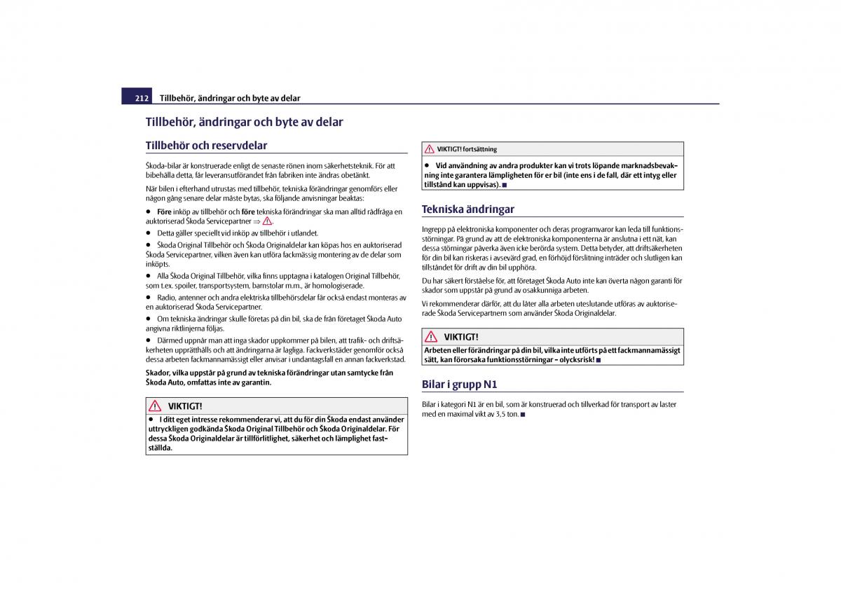 Skoda Yeti instruktionsbok / page 213