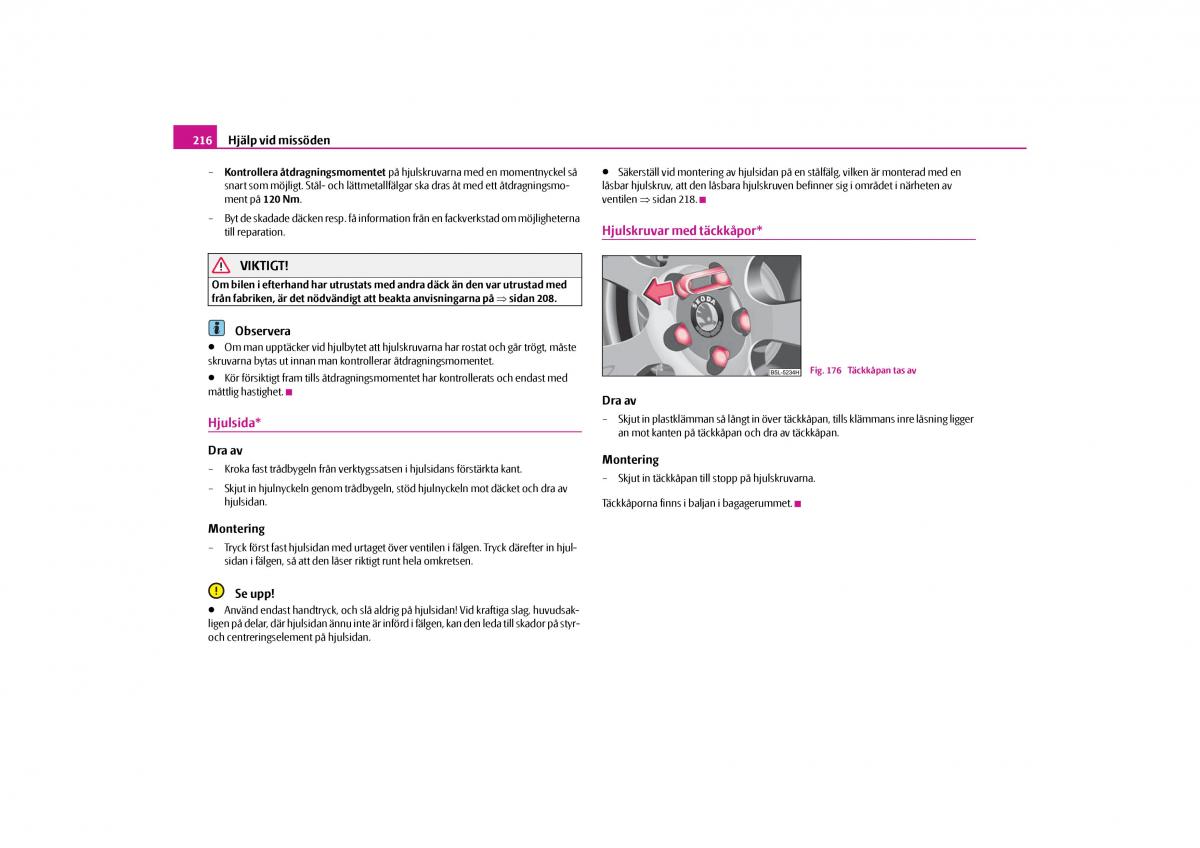 Skoda Yeti instruktionsbok / page 217