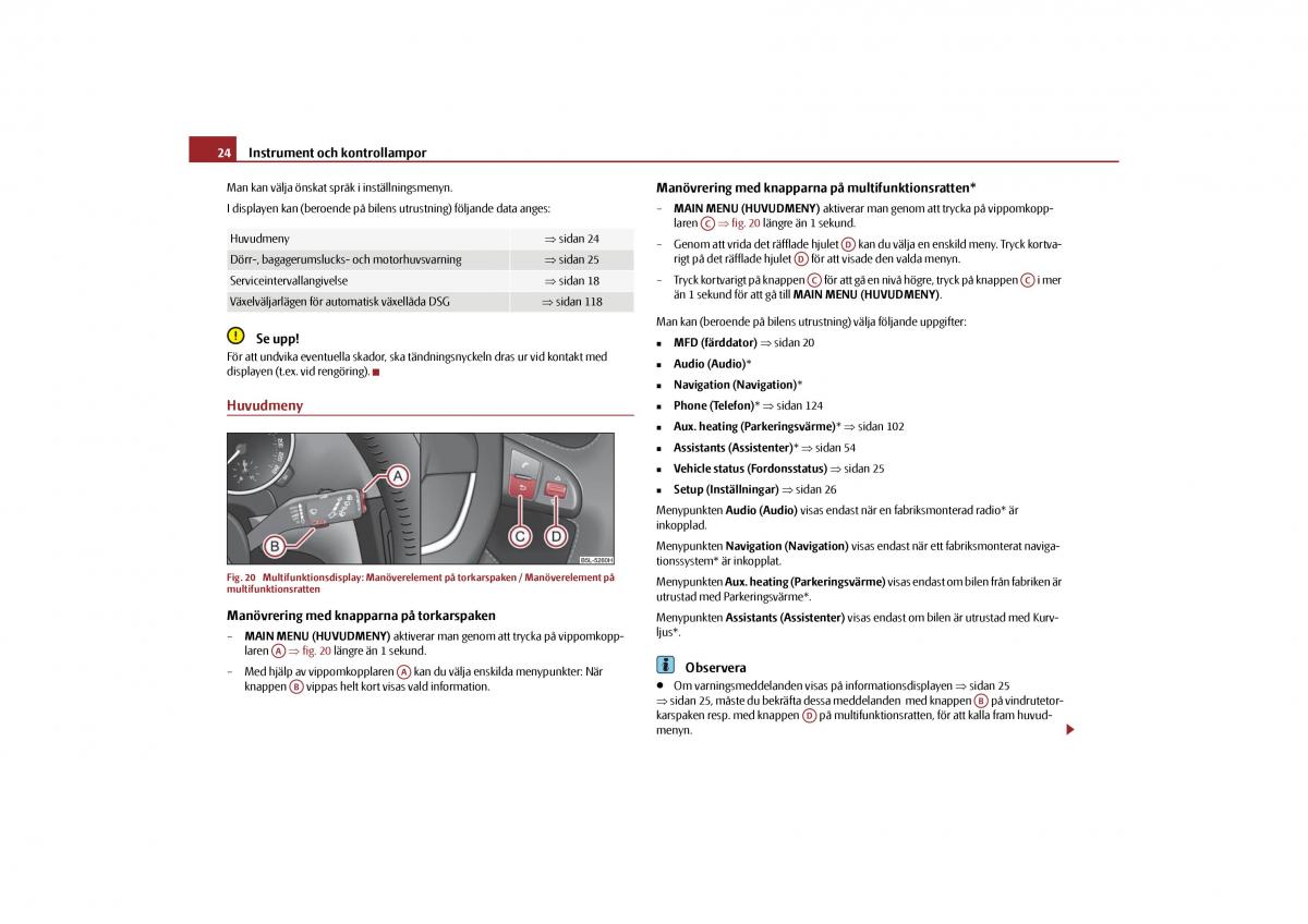 Skoda Yeti instruktionsbok / page 25