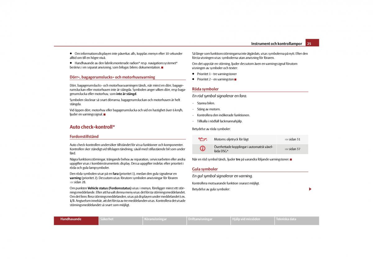 Skoda Yeti instruktionsbok / page 26