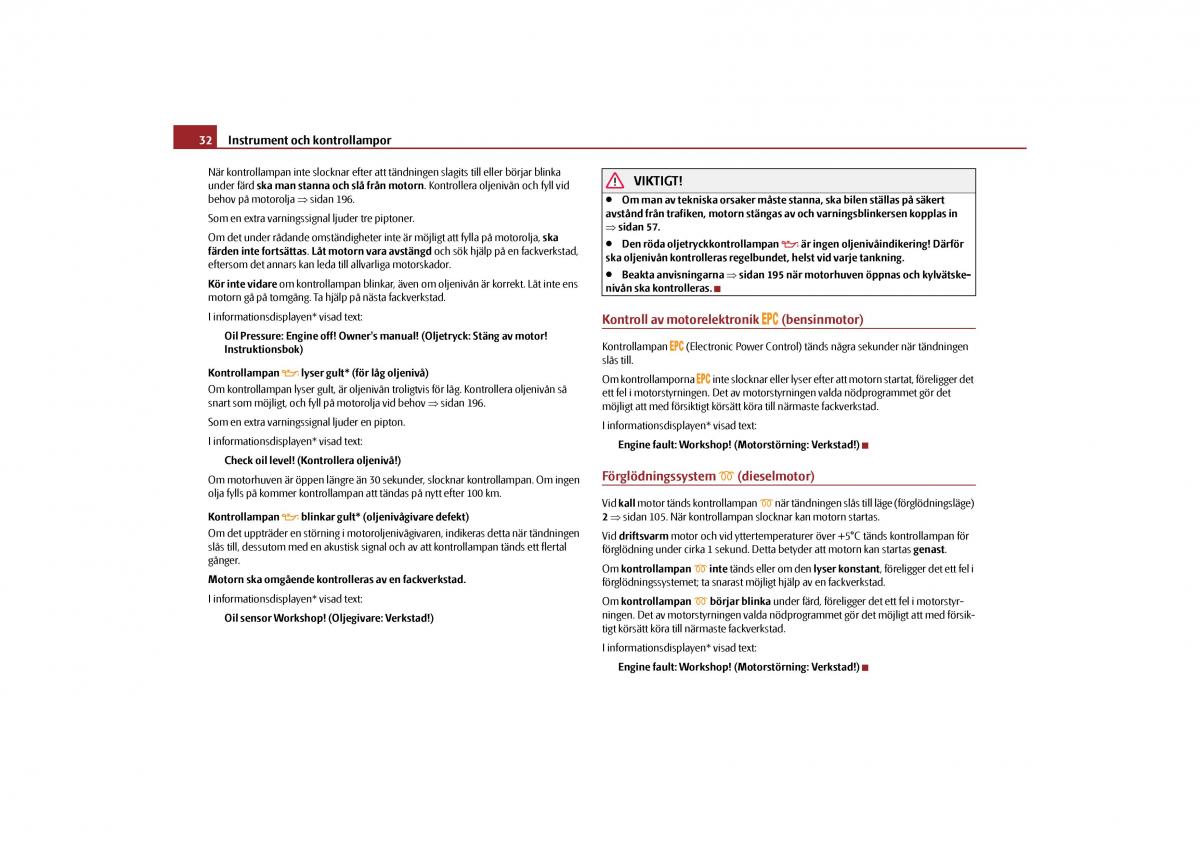 Skoda Yeti instruktionsbok / page 33