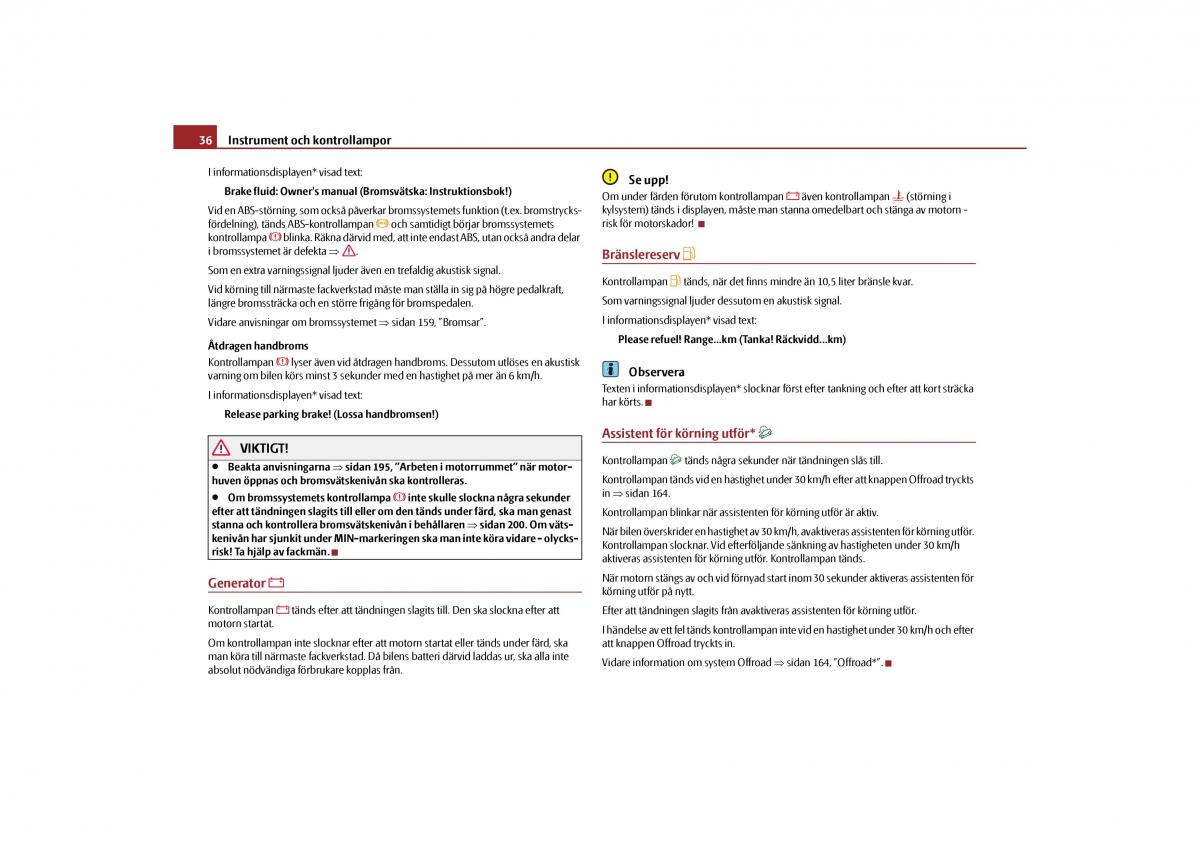 Skoda Yeti instruktionsbok / page 37