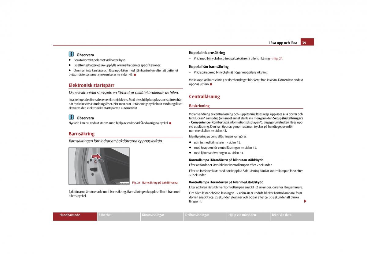 Skoda Yeti instruktionsbok / page 40