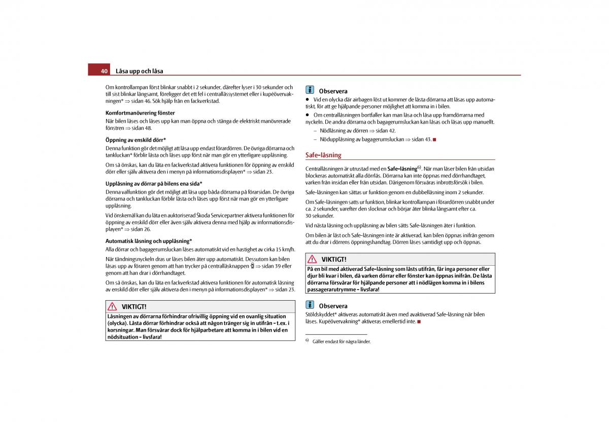 Skoda Yeti instruktionsbok / page 41