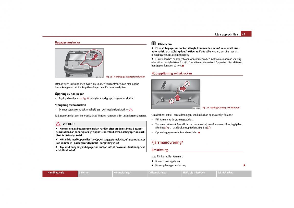 Skoda Yeti instruktionsbok / page 44