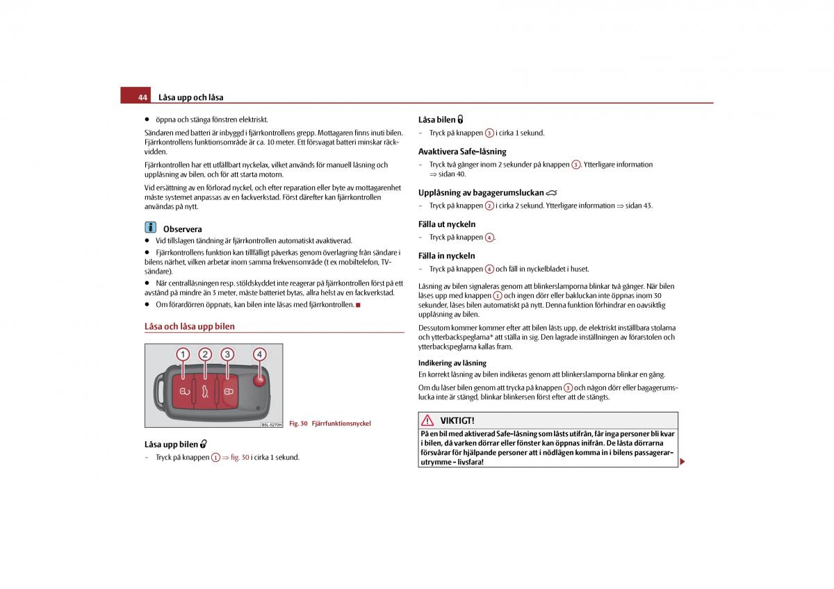 Skoda Yeti instruktionsbok / page 45