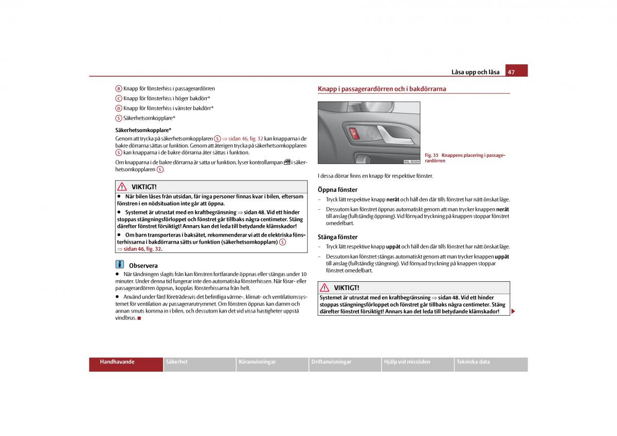 Skoda Yeti instruktionsbok / page 48