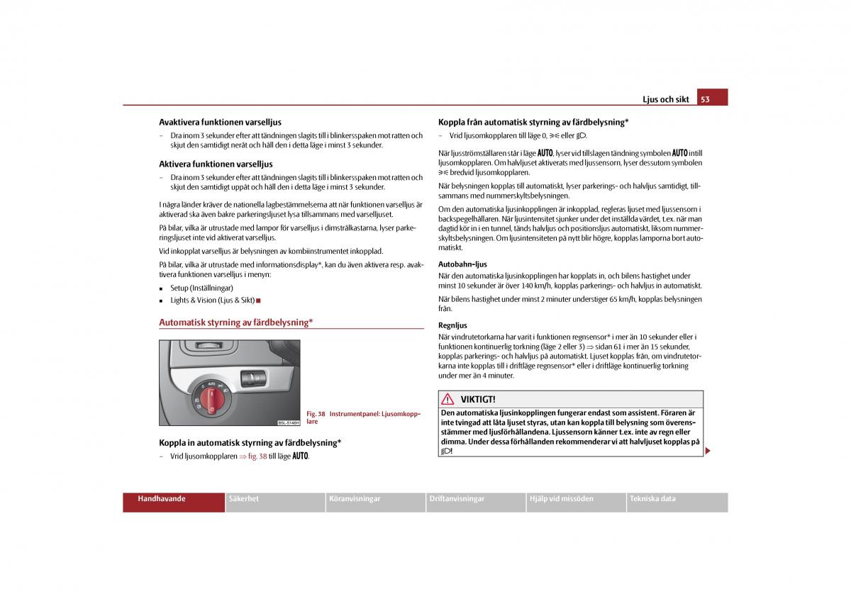 Skoda Yeti instruktionsbok / page 54